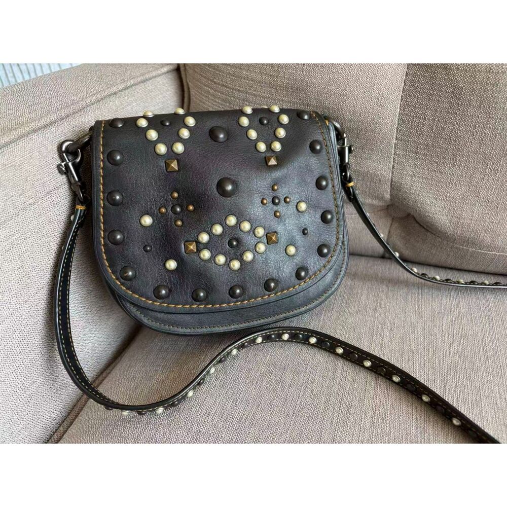 Coach 1941 Saddle 17 With Western Rivets in Black Leather Crossbody Bag